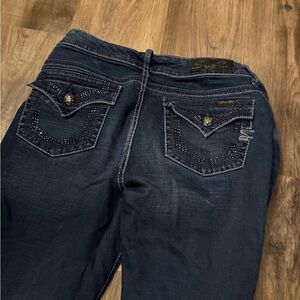 Seven7 Dark Blue Women's Jeans with Studded Pockets